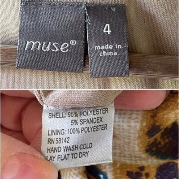 Muse Faux Wrap Front Twist Dress Womens Sz 4 Dress w/Stretch Knee Length Paisley - Picture 9 of 11